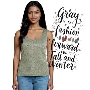 EUC Escada Gray Sleeveless Knit Tank Top Women's Size 40 (USA 10) Casual Top